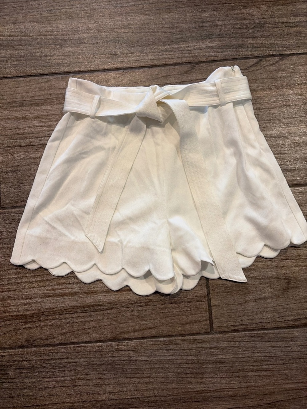 HYFVE White High Waisted Scalloped Shorts